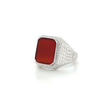 Load image into Gallery viewer, Rare 10K White Gold Antique Ostby Barton Carnelian Ring