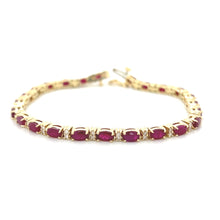 Load image into Gallery viewer, 14K Yellow Gold Natural Ruby and Diamond Tennis Bracelet
