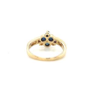 18K Yellow Gold Sapphire and Diamond Shamrock Ring