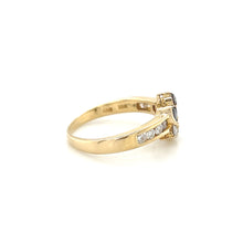 Load image into Gallery viewer, 18K Yellow Gold Sapphire and Diamond Shamrock Ring