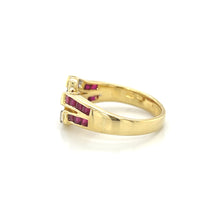 Load image into Gallery viewer, 18K Yellow Gold Natural Ruby and Baguette Diamond Ring