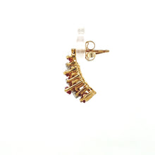 Load image into Gallery viewer, 10K Two-Tone Natural Ruby and Diamond J Hoop Earrings