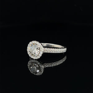 14k White Gold 1.06ctw Lab Diamond Halo Engagement Ring