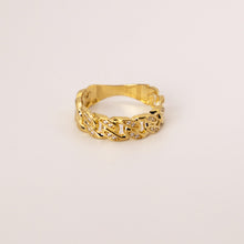 Load image into Gallery viewer, 14k Yellow Gold Diamond Cut Cuban Link Band Ring