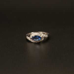 14k White Gold 1CTW Marquise Tanzanite Ring with Diamonds