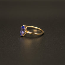 Load image into Gallery viewer, English Made .375 10k Yellow Gold Marquise Tanzanite Solitaire Ring