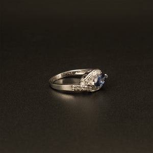 14k White Gold 1CTW Marquise Tanzanite Ring with Diamonds