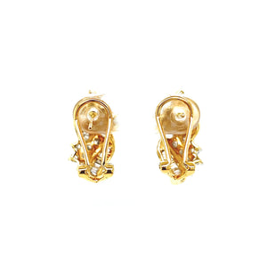14K Two-Tone Gold Waterfall Diamond Huggie Earrings