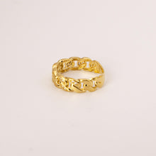 Load image into Gallery viewer, 14k Yellow Gold Diamond Cut Cuban Link Band Ring