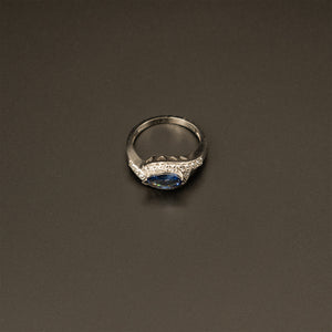14k White Gold 1CTW Marquise Tanzanite Ring with Diamonds