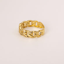 Load image into Gallery viewer, 14k Yellow Gold Diamond Cut Cuban Link Band Ring