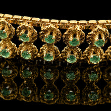 Load image into Gallery viewer, Magnificent Vintage 18K Gold Emerald Bracelet – Intricate Artisan Design