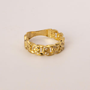 14k Yellow Gold Diamond Cut Cuban Link Band Ring