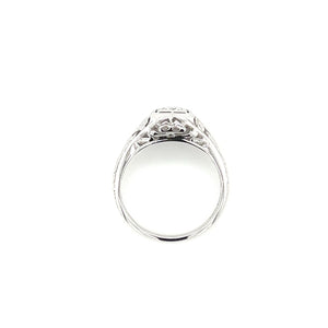 18K White Gold Art Deco Transitional Cut Diamond Ring