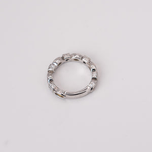 Vintage 14k White Gold Diamond and Marquise Yellow Sapphire Milgrain Ring