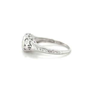 18K White Gold Art Deco Transitional Cut Diamond Ring