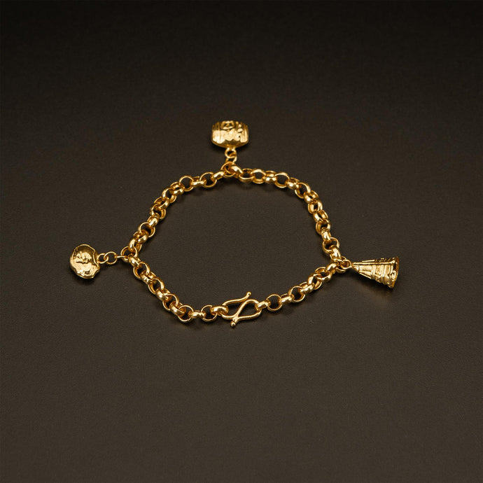 24k YG .999 Gold asian Charm Baby Bracelet