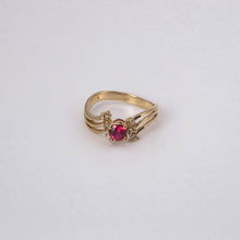 Load image into Gallery viewer, 10k Yellow Gold Ruby and Diamond Ring