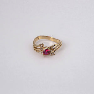 10k Yellow Gold Ruby and Diamond Ring