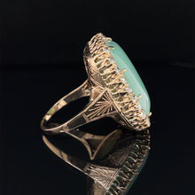 Load image into Gallery viewer, Antique 12K Yellow Gold Jade and Old Mine Cut Diamond Ring