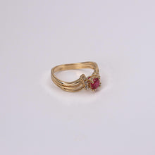 Load image into Gallery viewer, 10k Yellow Gold Ruby and Diamond Ring