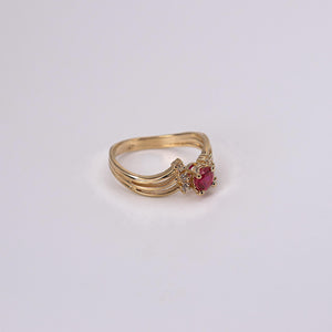10k Yellow Gold Ruby and Diamond Ring