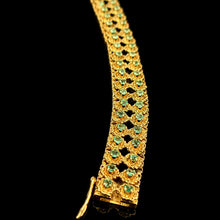 Load image into Gallery viewer, Magnificent Vintage 18K Gold Emerald Bracelet – Intricate Artisan Design
