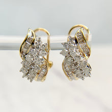 Load image into Gallery viewer, 14K Two-Tone Gold Waterfall Diamond Huggie Earrings