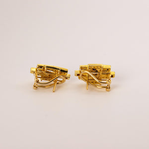 14k Yellow Gold Lapis Lazuli & Diamond Statement Earrings