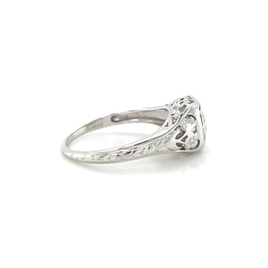 18K White Gold Art Deco Transitional Cut Diamond Ring