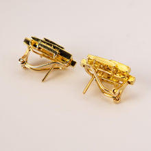 Load image into Gallery viewer, 14k Yellow Gold Lapis Lazuli &amp; Diamond Statement Earrings