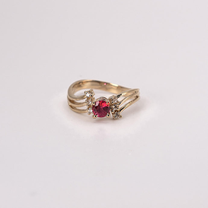 10k Yellow Gold Ruby and Diamond Ring
