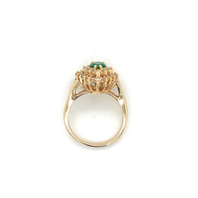 Load image into Gallery viewer, 14K Yellow Gold Pear Cut Emerald Diamond Cocktail Ring