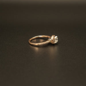14k Rose and White Gold Round White Diamond Halo Engagement Ring
