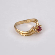 Load image into Gallery viewer, 10k Yellow Gold Ruby and Diamond Ring