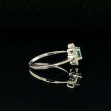 Load image into Gallery viewer, 14K White Gold .25ct Natural Emerald and Diamond Ring