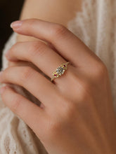 Load image into Gallery viewer, 18K Yellow Gold Diamond &amp; Pink Sapphire Floral Ring