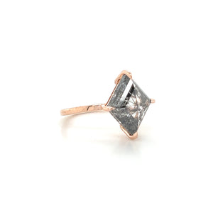 14K Rose Gold Salt and Pepper Kite Cut Diamond Ring