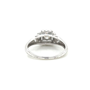 18K White Gold Art Deco Transitional Cut Diamond Ring