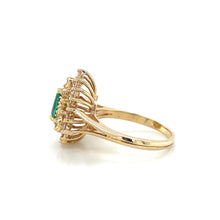 Load image into Gallery viewer, 14K Yellow Gold Pear Cut Emerald Diamond Cocktail Ring