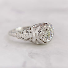 Load image into Gallery viewer, Art Deco 18K White Gold .50ct Old European Cut Diamond Ring