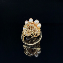 Load image into Gallery viewer, 10K Two-Tone Gold Cultured Pearl Cluster Ring