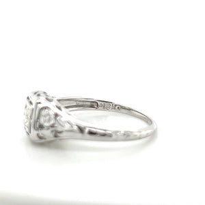 18K White Gold Art Deco Transitional Cut Diamond Ring