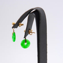 Load image into Gallery viewer, 14K Yellow Gold Round Shape Jade Dangling  Earrings