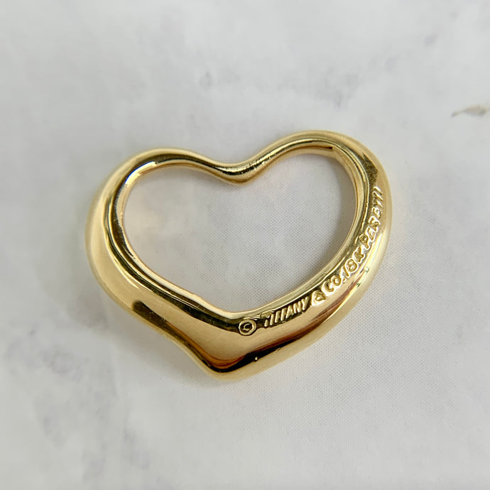 18K Gold Tiffany & Co. Elsa Peretti Open Heart Pendant - 22mm