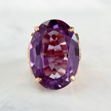 Load image into Gallery viewer, Art Deco 14K Rose Gold Synthetic Color Change Sapphire Ring