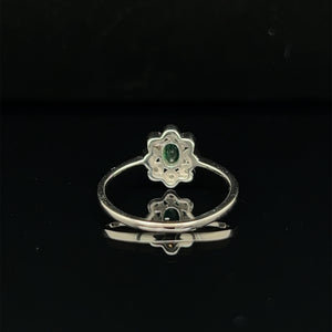 14K White Gold .25ct Natural Emerald and Diamond Ring