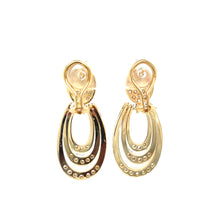 Load image into Gallery viewer, 14K Two-Tone Gold 3/4 Carat Diamond Triple Dangle Earrings