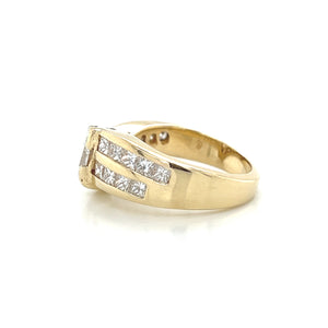 Modernist 14K Yellow Gold .65ct Trilliant Diamond Band