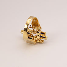 Load image into Gallery viewer, 14k Yellow Gold Lapis Lazuli &amp; Diamond Statement Ring